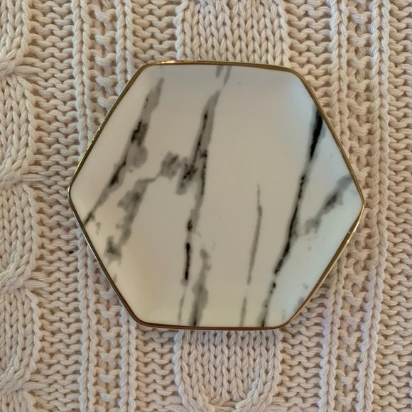 Faux Marble Ceramic Hexagon Jewelry Dish - Picture 1 of 3